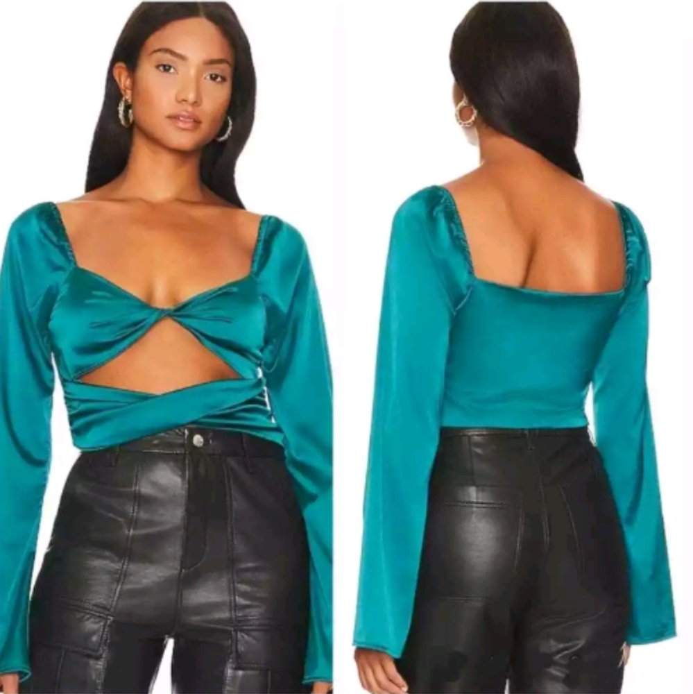 Revolve MORE TO COME Cyntia Twist Front Top in Teal